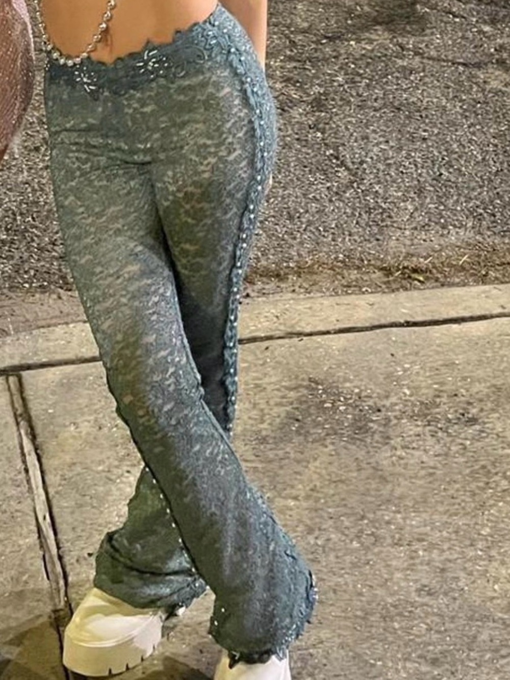 Boys Lie Teal Lace Flare Pants